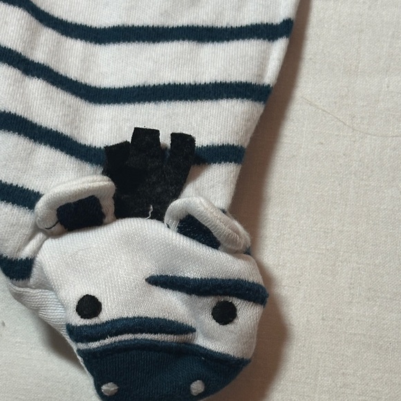 Koala Kids - Blue and White Striped Footie Sleeper with Animal Design - Picture 3 of 4